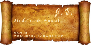 Jirácsek Vencel névjegykártya
